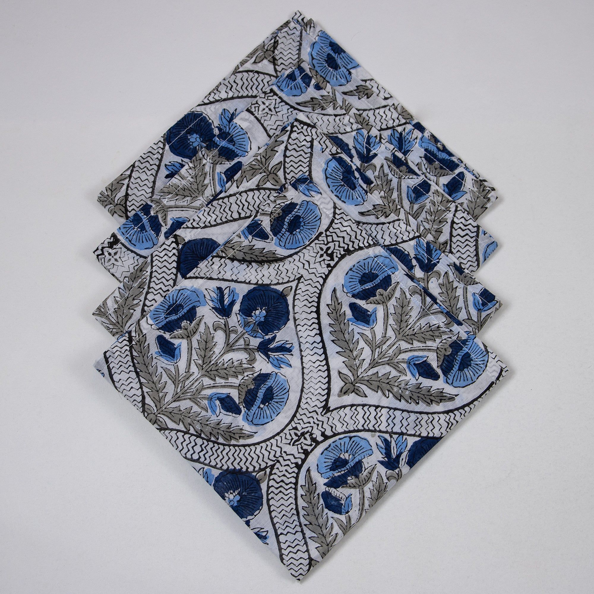 Indian Handmade Floral Printed Cotton Napkins